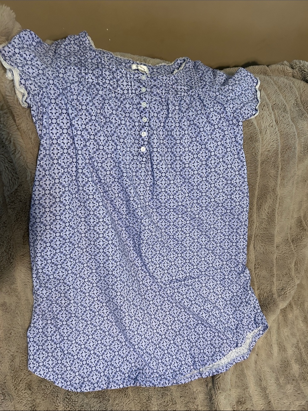 Aria Lavender Blue Floral Button-Up Ruffle Sleeve Top